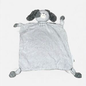 Stephen Joseph Puppy Lovey Security Blanket Knotted Corners 2-Tone Gray 10”